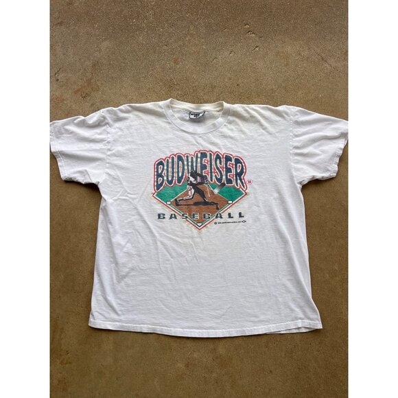 Vintage 1994 Budweiser Baseball Graphic Tee White XL By Lee F3 - Picture 1 of 6